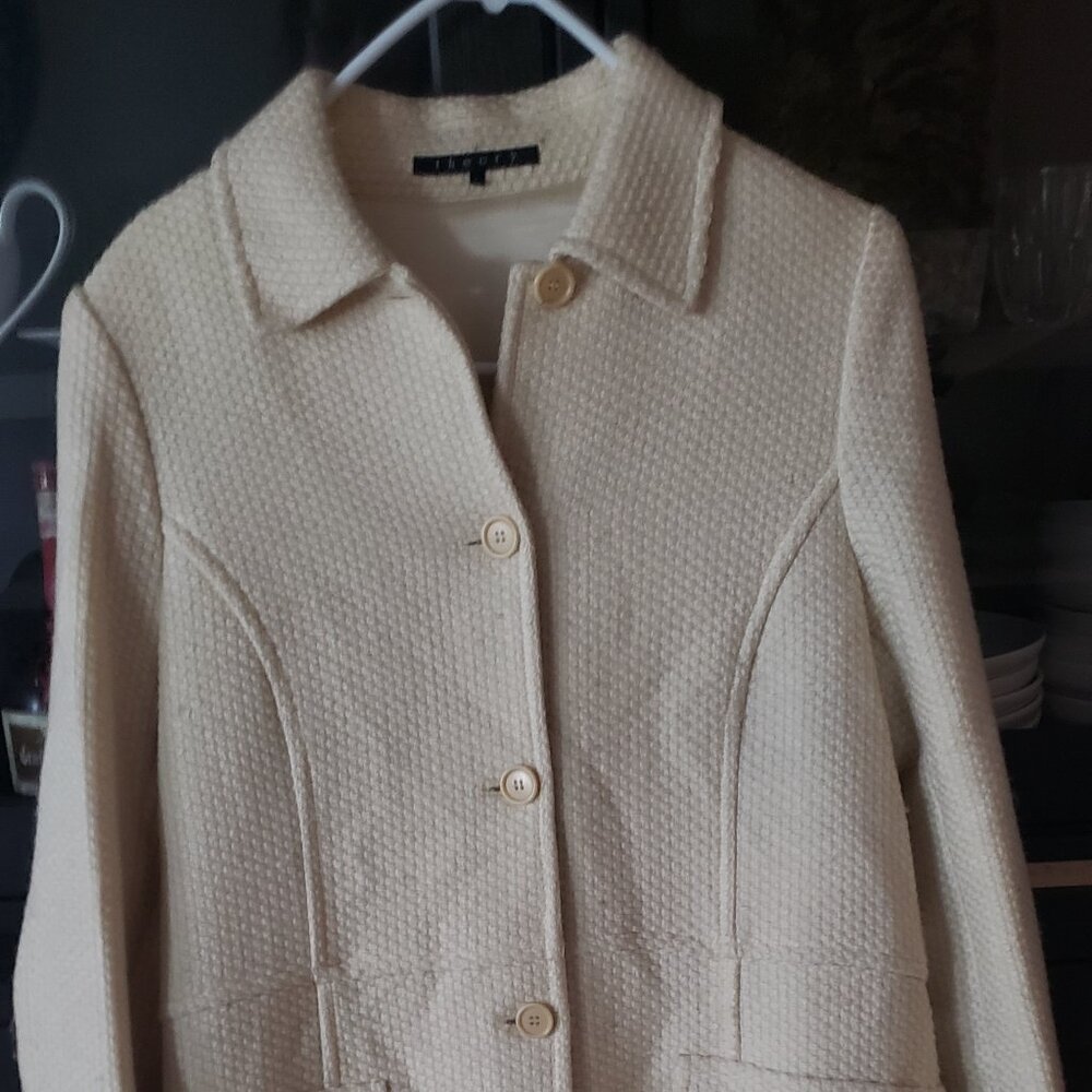 Theory white wool coat